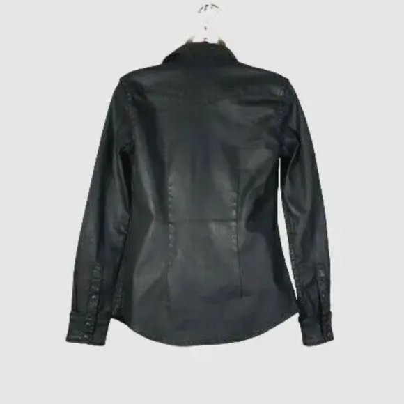 Adriano Goldschmied AG Womens Black Waxed Shirt Jacket Size XS - Picture 3 of 9